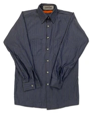 Red Kap CSC Industrial Stripe 2 Pocket Work Shirt Poplin Work Uniform Navy /Gray