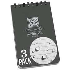 3 Pack Gray Waterproof Notepad 100 Pages All Weather Paper Pocket Notebook
