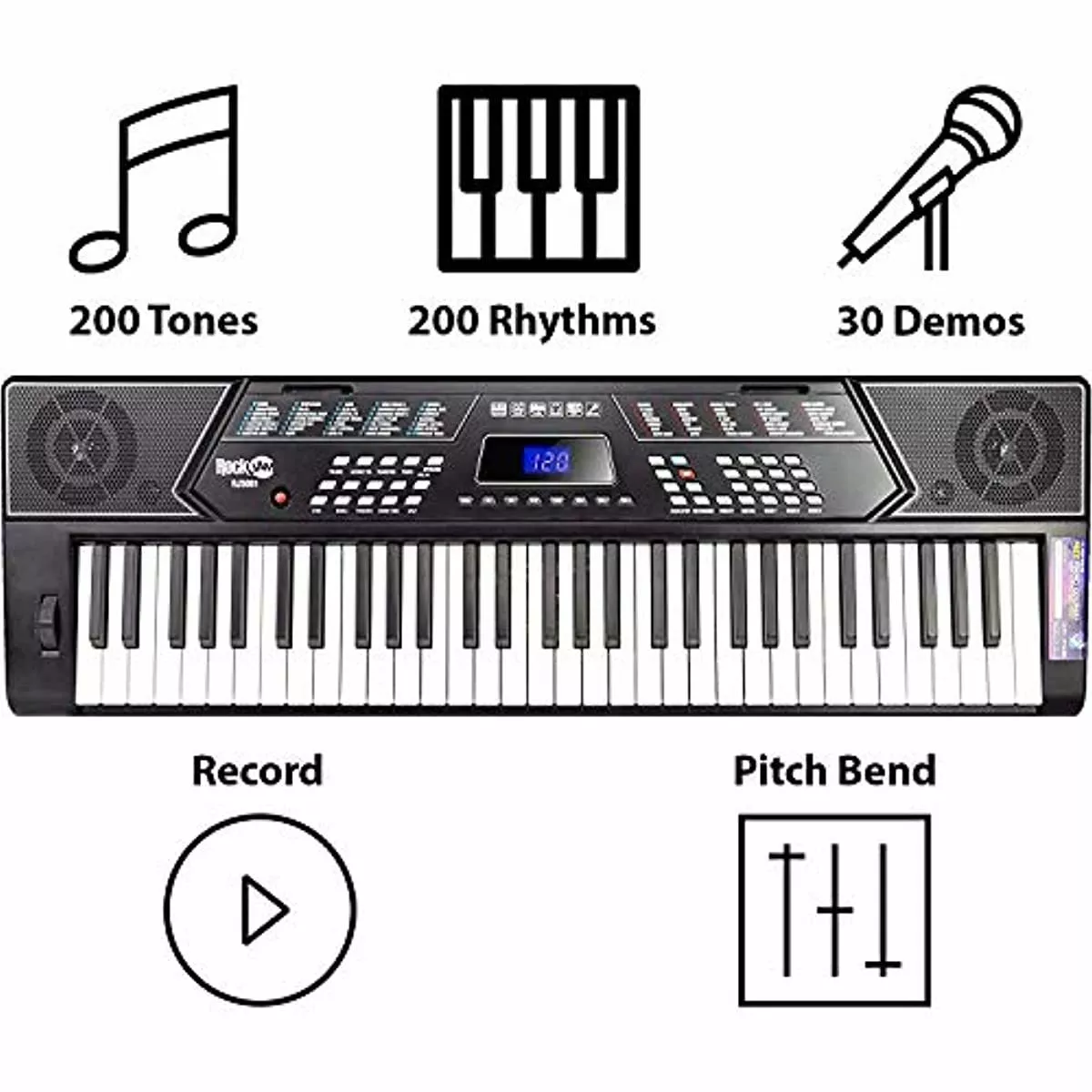 RockJam 61 Key Keyboard Piano With Touch Display Kit, Keyboard Stand, Piano  Bench, Simply Piano App & Keynote Stickers for Sale in Miramar, FL - OfferUp