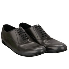 DOLCE & GABBANA Classic Leather Lace Derby Shoes Gray