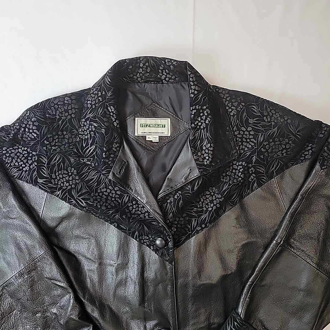 Fitz Wright Floral Embossed Leather Button Coat W… - image 4