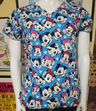 Disney Minnie Mickey Mouse Medical Scrub Top Shirt Size Small Nice Pop Art