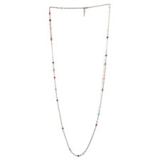 70361 auth CHANEL gold-tone 19P PEARL  BEAD LOGO CHAIN Necklace