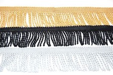 1M BULLION FRINGE TRIM, GOLD, BLACK, SILVER COLOURS, 11CM WIDE