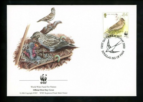 Postal History FDC #860 SET OF 4 Isle of Man WWF Animals Yellowhammer bird 2000 - Picture 3 of 8