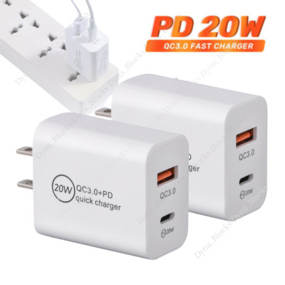 PD 20W USB-C Dual Port Adapter Wall Charger For iPhone 11 12 13 14 15 16 SAMSUNG