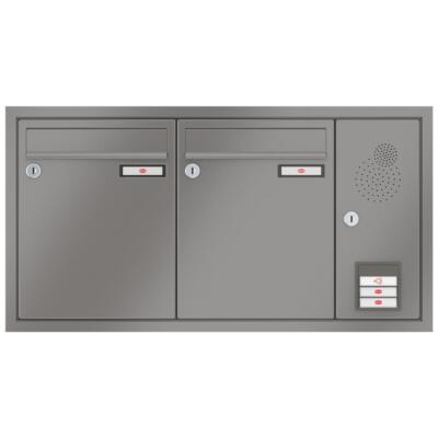 RENZ Eckrahmen 2er Unterputz-Briefkastenanlage mit Sprechfeld in RAL 9007 8L