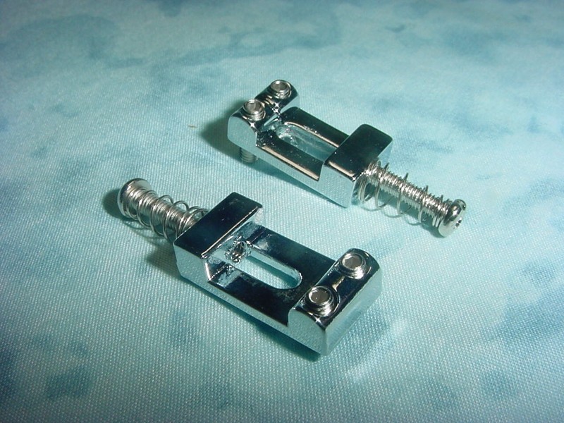 PAIR OF FENDER STYLE ELECTRIC GUITAR BRIDGE SADDLES / CHROME FINISH