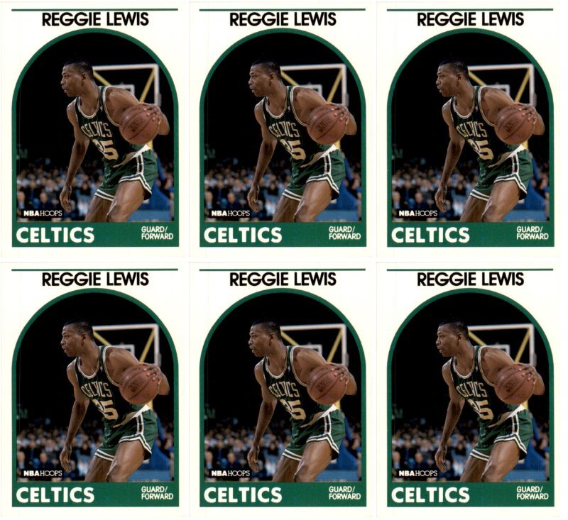 (6) 1989 Hoops #17 Reggie Lewis RC Boston Celtics Card Lot