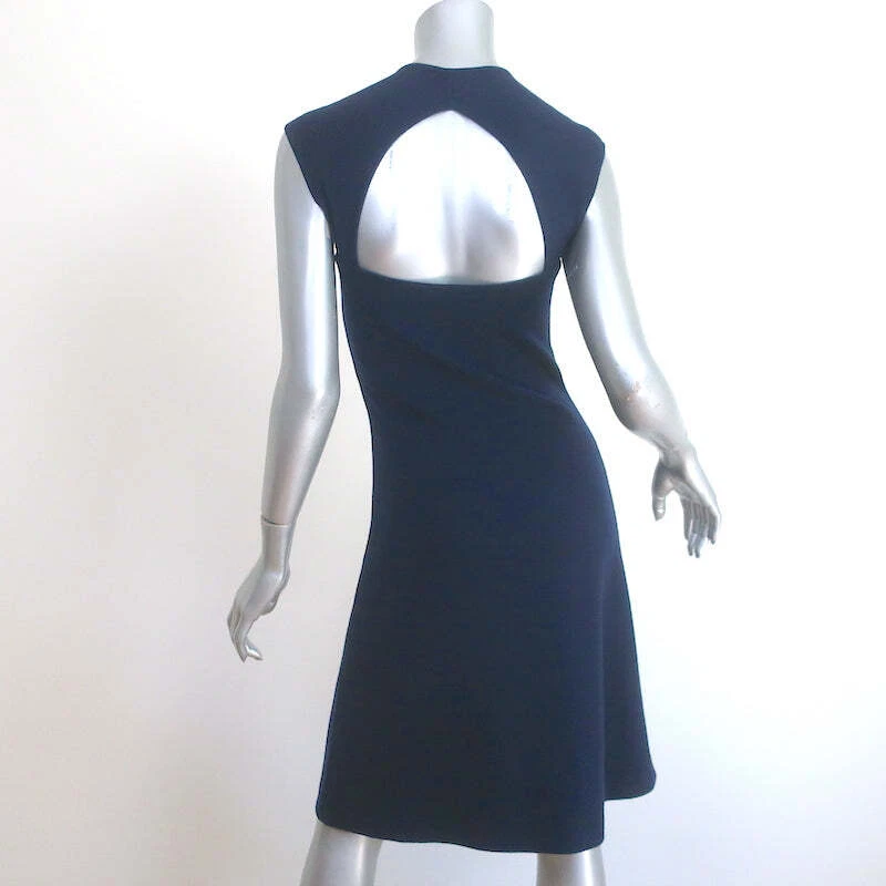 Vestido Ralph Lauren Etiqueta Negra Corte Espalda Azul Marino Elástico Tejido Talla Mediana Foto 4 de 4