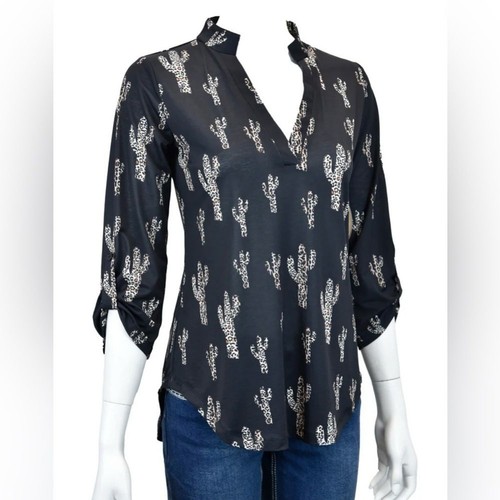 NWT Cowgirl Hardware 3/4 Sleeve Black Leopard br Cactus Top Size XL