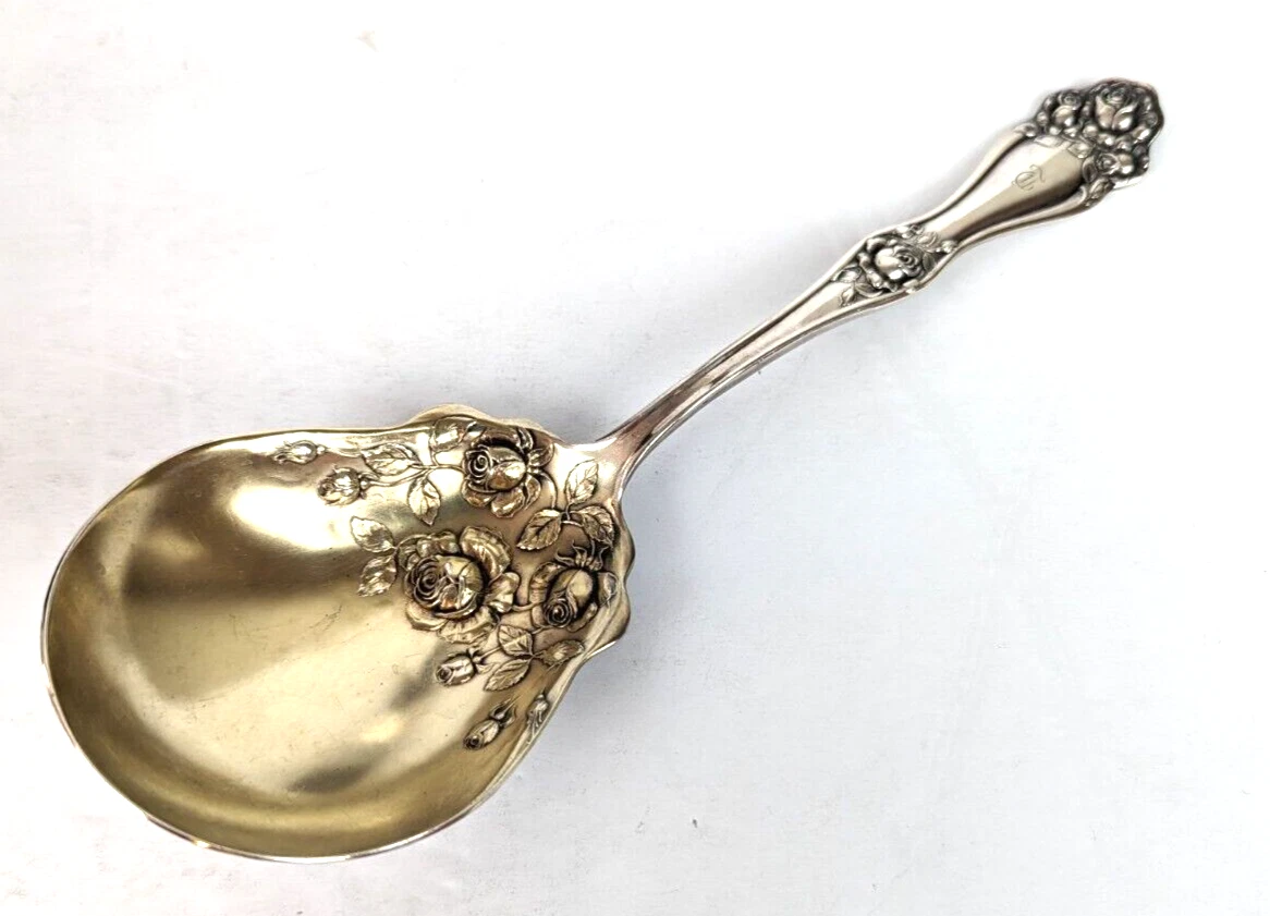 American Beauty Rose 1909 Holmes & Edwards Silverplate Berry Casserole Spoon 9"