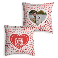 Personalised Photo Cushion - Valentines Day Gift From The Dog - My Dog Loves Me