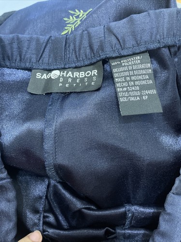 sag harbor, navy blue pants, embroidered, zip closure, petite 6 - Picture 6 of 6