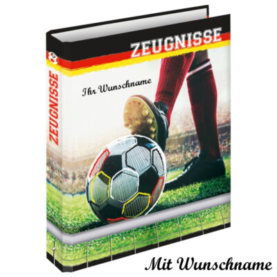 Zeugnismappe mit Namensgravur - Zeugnisringbuch - ''Fußball''