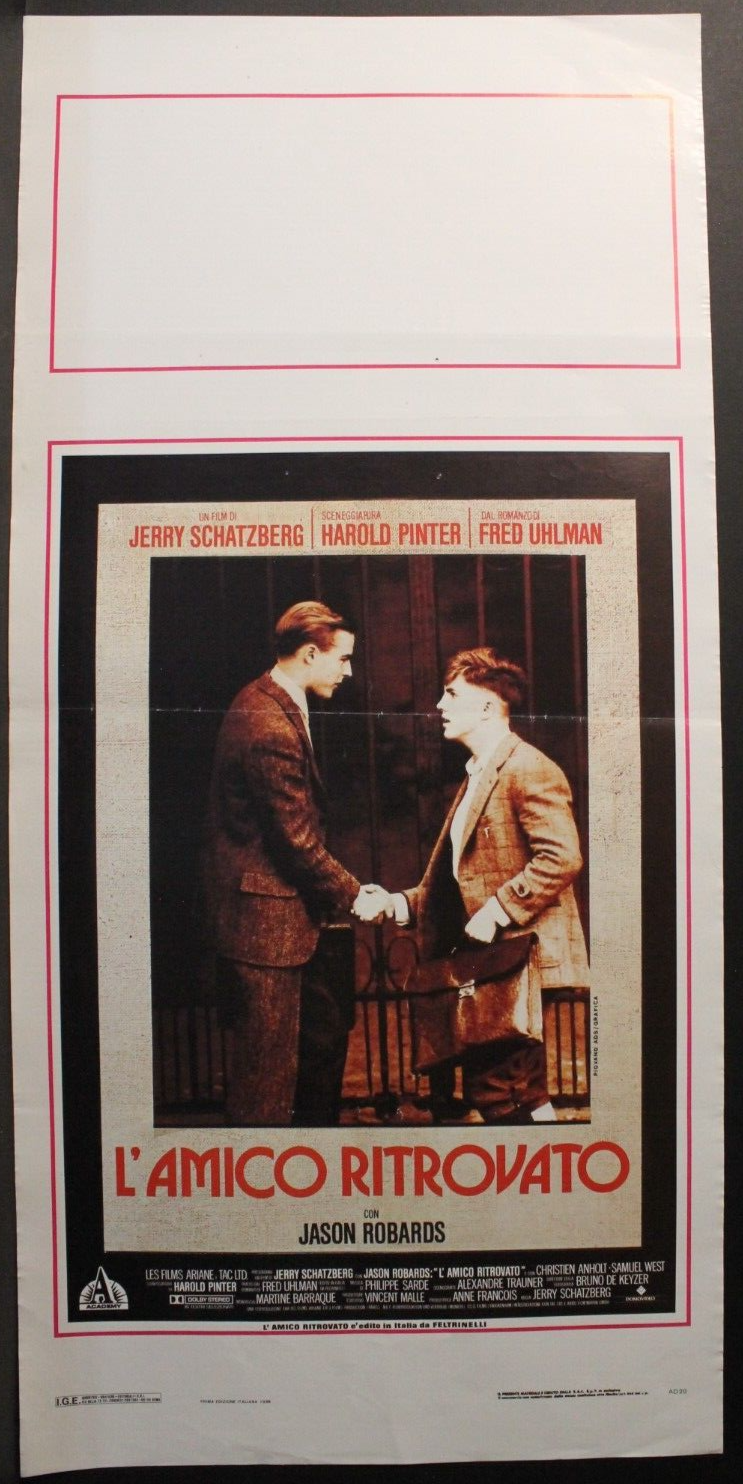 Locandina originale film L'amico ritrovato (1989) - Regia di Jerry Schatzberg