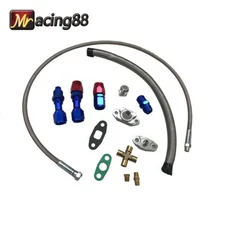 For T3 T4 GT30 GT45 Complete Kit Turbo Charger Oil Drain Return +Oil Feed Line