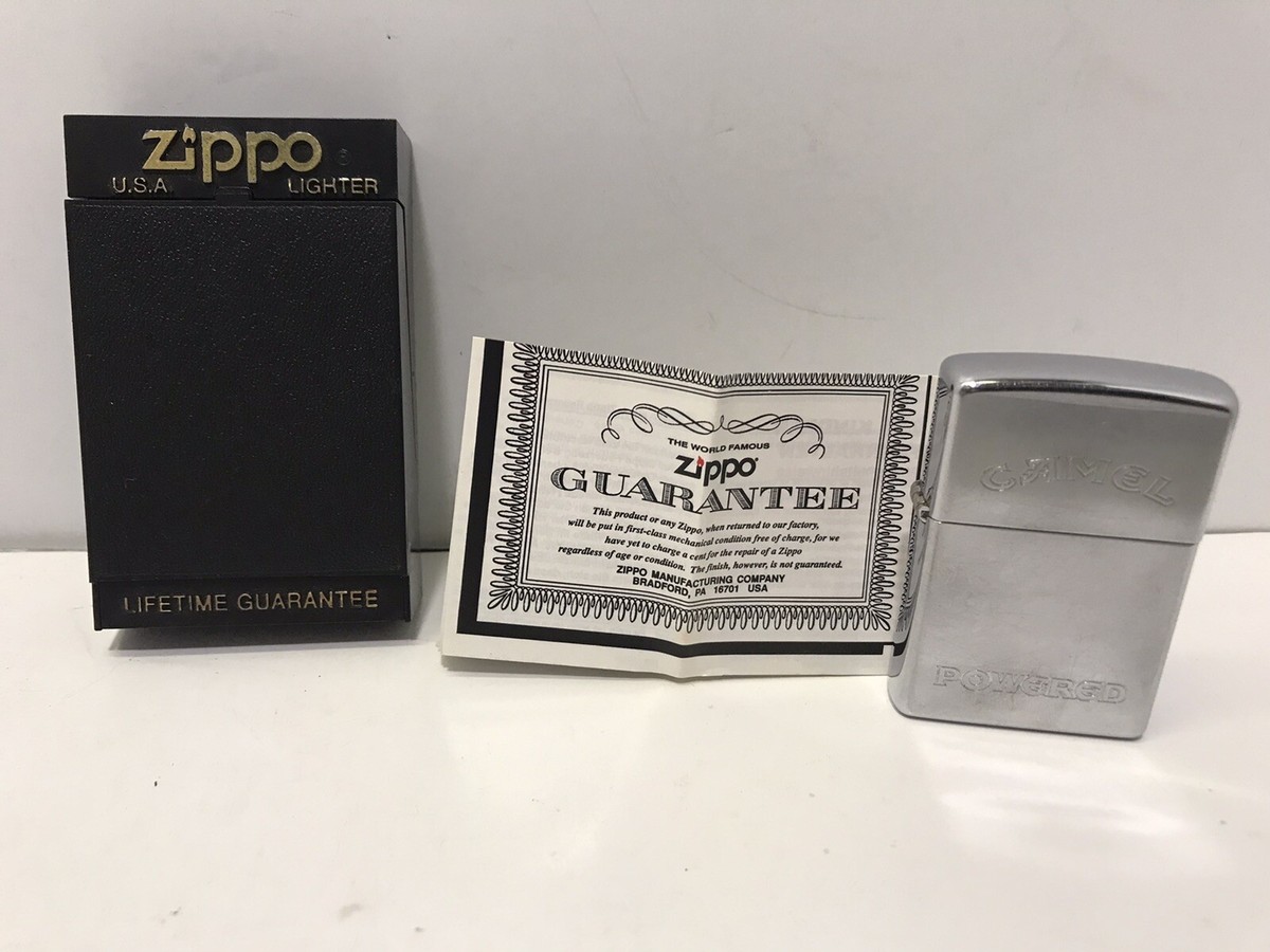 Vintage Zippo Camel Powered Lighter Chrome 1997 with Missing 
