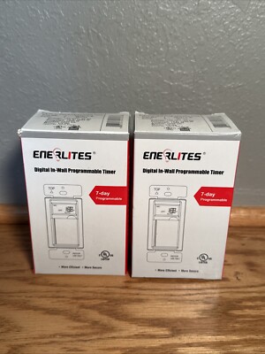 2 Digital Programmable Timer Switch for Lights Enerlites HET01-C-W White