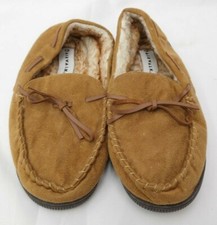 Airwalk Faux Leather Moccasin Slippers Brown Faux Fur Lined Size 9 TF