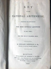 1849 A Key to the National Arithmetic Teacher's Primer, Benjamin Greenleaf 203p