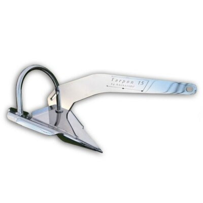 ANAMR-TPX6 * 13 lb Plow Anchor, Stainless Steel w/roll bar for Boats up to 25Ft