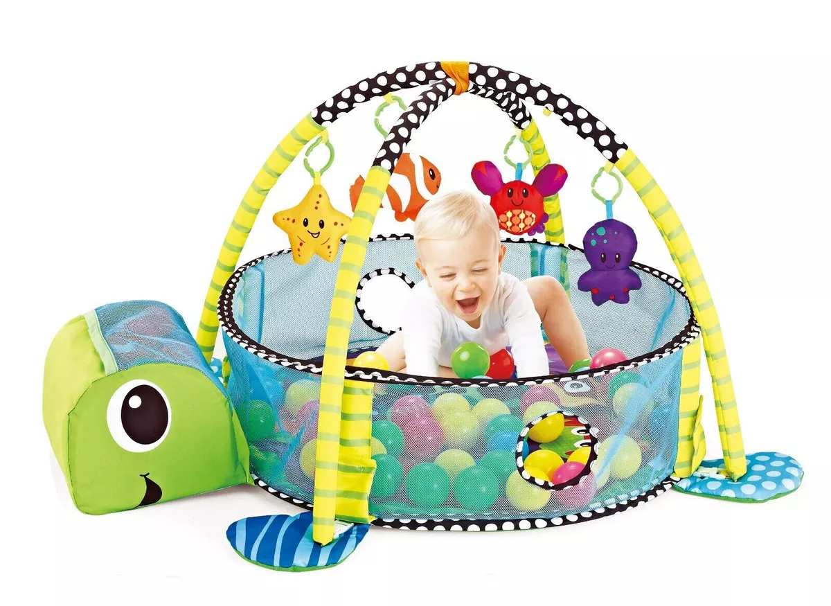 Turtle Baby Gym 3 in 1 Activity Play Floor Mat Ball Pit & Toys Babies  Playmat