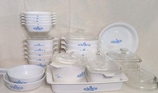 Vintage Corning Ware Cornflower BLUE 1950's 19 Piece Set w/9 Lids  28 Lot AS IS