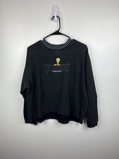 Vintage 90s Tweety Bird Looney Tunes Crewneck Sweatshirt Size XL Black Cartoon
