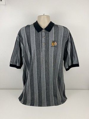 VTG Chicago Blackhawks Striped Polo Shirt Mens Size XL Antigua NHL Hockey EUC