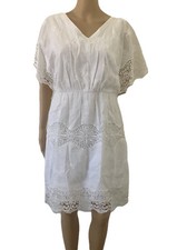Ann Taylor Dress Size 4 Women’s Embroidery White V-neck Casual wear  100% Cotton