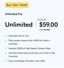 Lyca Mobile $59 Preloaded Sim Card Two Months