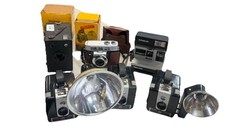 Vintage Camera Lot Of 7 Polaroid Spirit Kodak Motormatic Brownie Hawkeye Untest 