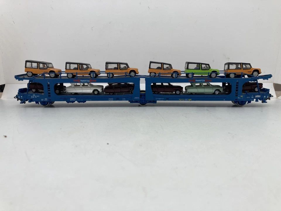 Electrotren HO 6000 (1) wagon porte-autos TRANSFESA SNCF + voitures - Photo 1/4