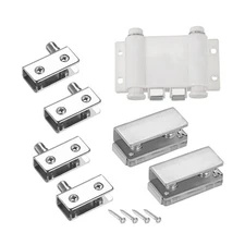 5-8mm Glass Door Double Magnetic Catch Latch Closures ABS White with Clamp Set
