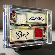 2010 Bowman Platinum Dual Autograph Relic Stephen Strasburg/Jason Heyward 49/99