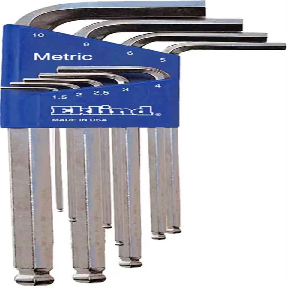 Bright-Ball-Hex-L Key Allen Wrench - 9-Pieces Set Metric MM Sizes 1.5-10 Long Se - Image 2 of 4