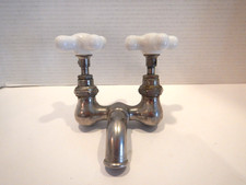 Vintage 1900s Hot & Cold Porcelain & Brass Nickel Plated Faucet Roberts Brass Co