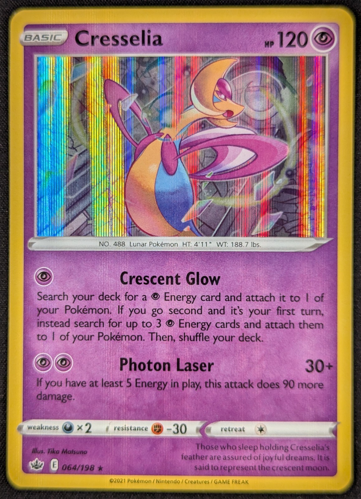 Cresselia 2021 Chilling Reign Holo Rare Pokemon Card 064/198 (NM)
