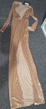 Prettylittlething LONG Dress XXS Nude/Cream .NewWith Tags