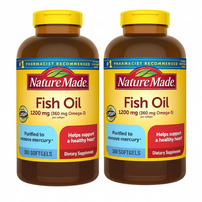 Nature Made Fish Oil 1200 mg 2 Pack | 600 Softgels | Omega-3 EPA DHA | Exp 06/28