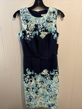 New York & Company Dress Womens Size 0 Blue Floral Sleevless Summer Dress Casual