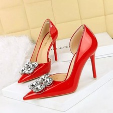 Decolte Rosso Fuoco Con Tacco A Spillo 10,5 Cm E Accessorio Brillante CF42352