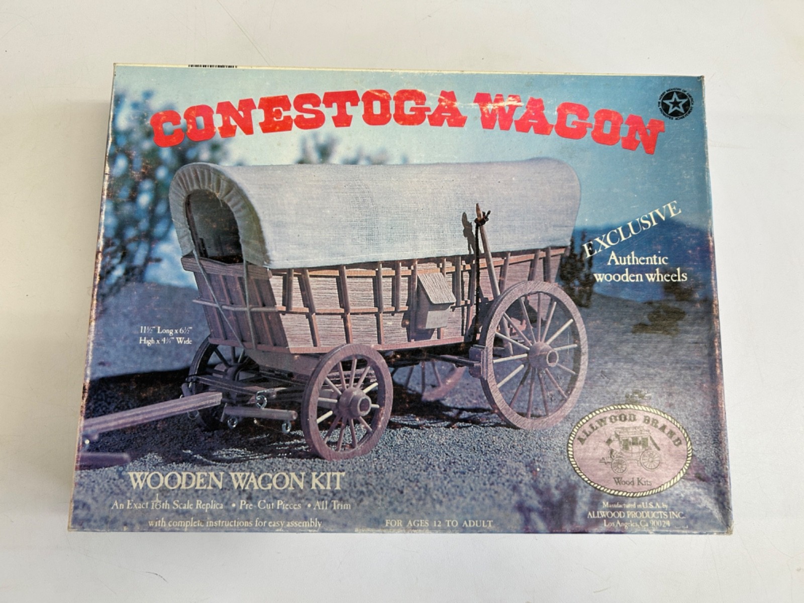 Allwood Wooden Conestoga Wagon Model Kit 5012 Precut Pieces 1:16 - OPEN ...