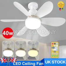 40W Modern Led Ceiling Fan with Light Dimmable E27 Bedroom Living Room Fan Lamp