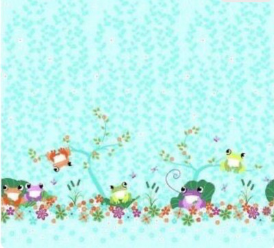 Michael Miller Baumwollstoff Prints Charming Frösche Blumen Bordüre 1m