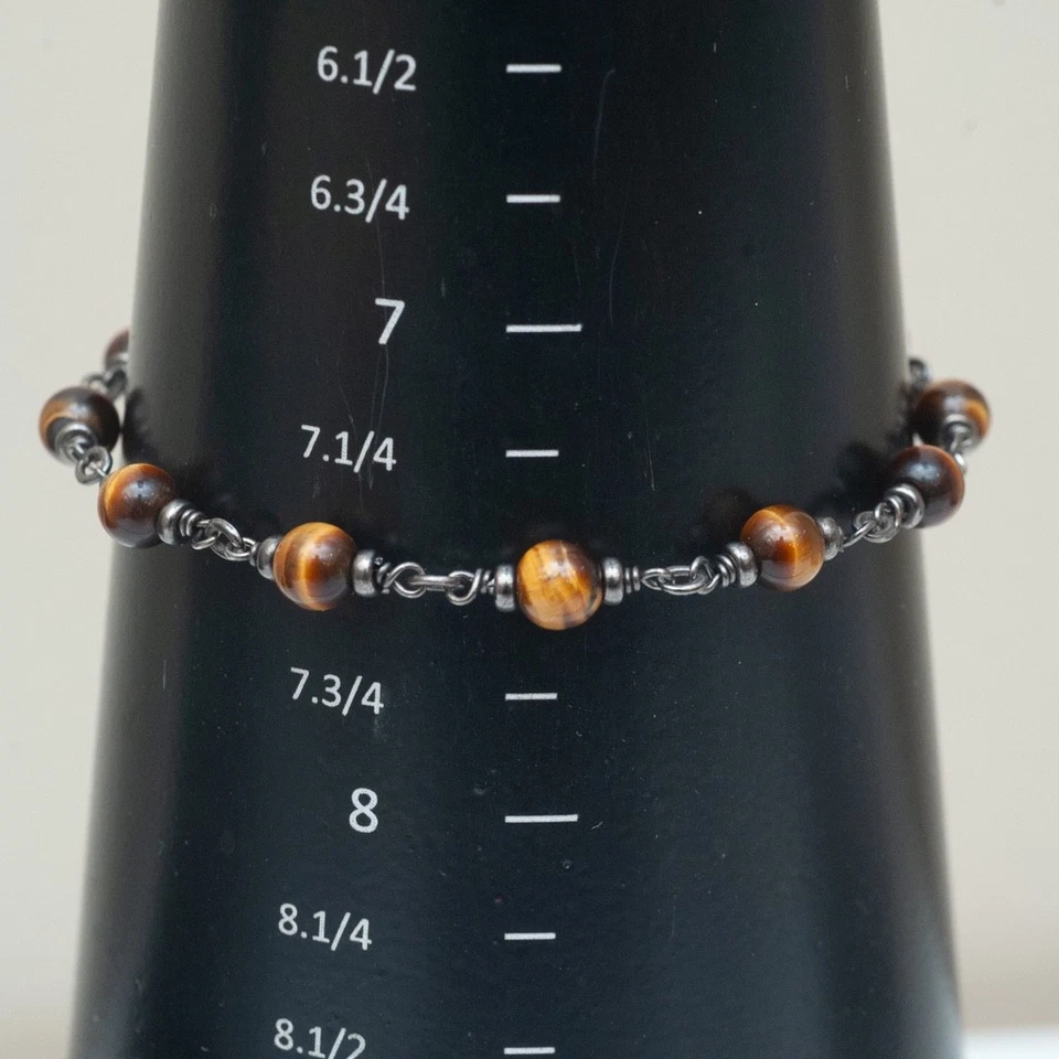 Nuevo brazalete de cuentas espirituales de plata esterlina ojo de tigre de 6 mm para hombre David Yurman M Foto 3 de 4