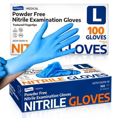 Supmedic Nitrile Exam Gloves: Latex-Free, Powder-Free, Food Safe, 3.5 Mil