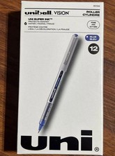 uni-ball Vision Rollerball Pens Fine Point 0.7mm Blue Ink 12-Pack 60134 