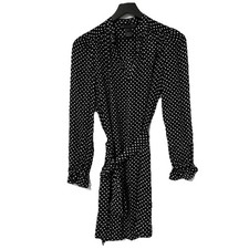 Marc By Marc Jacobs Womens Polka Dot Silk Dress Size 0 Long Sleeve Black 